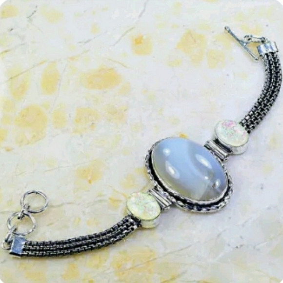Santa Fe Jewelry Company Jewelry - Botswana Agate & Dichroic Glass Bracelet